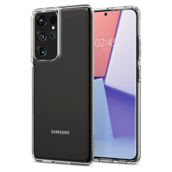 Samsung Galaxy S21 Ultra 5G SM-G998, Szilikon tok, Spigen Liquid Crystal, átlátszó