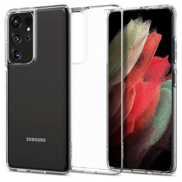 Samsung Galaxy S21 Ultra 5G SM-G998, Szilikon tok, Spigen Crystal Flex, átlátszó