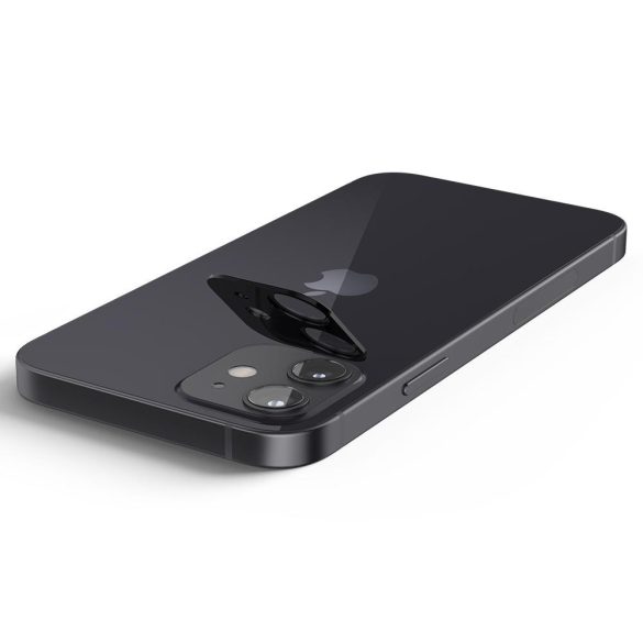 Apple iPhone 12 Mini, Kamera lencsevédő fólia, ütésálló fólia, Tempered Glass (edzett üveg), Spigen Glastr Optik, fekete, 2 db / csomag