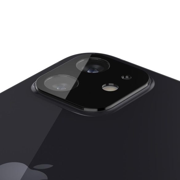 Apple iPhone 12 Mini, Kamera lencsevédő fólia, ütésálló fólia, Tempered Glass (edzett üveg), Spigen Glastr Optik, fekete, 2 db / csomag