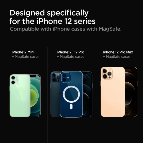 Apple iPhone 12 Mini / 12 / 12 Pro / 12 Pro Max, Vezeték nélküli töltő, Qi Wireless, 7.5W, Spigen ArcField Magsafe, fekete