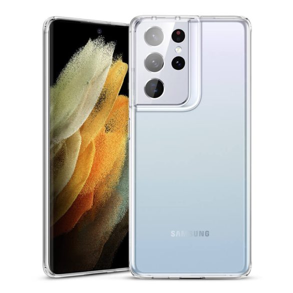 Samsung Galaxy S21 Ultra 5G SM-G998, Szilikon tok, ultravékony, közepesen ütésálló, légpárnás sarok, ESR Essential Zero, átlátszó