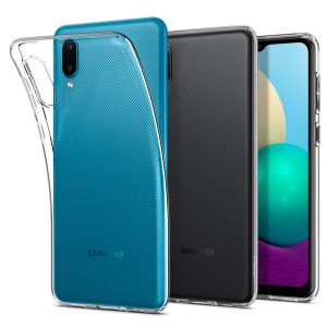 Samsung Galaxy A02 SM-A022F, Szilikon tok, Spigen Liquid Crystal, átlátszó