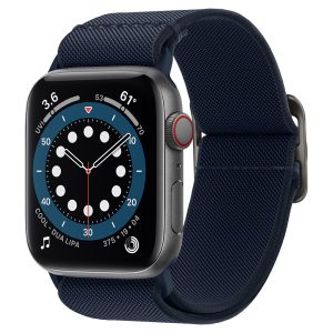 Apple Watch 1-6, SE (42 / 44 mm), szövet pótszíj, Spigen Lite Fit, kék