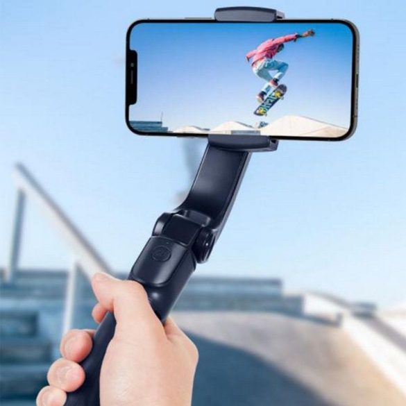 Selfie bot, 19 - 54 cm, 200°-ban forgatható, exponáló gombbal, bluetooth-os, v4.0, tripod állvány funkció, Spigen Gimbal S610W, kék