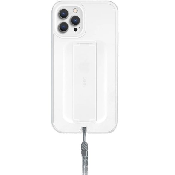 Apple iPhone 12 Mini, Szilikon keret + műanyag hátlap, ujjpánt + csuklópánt, Uniq Hybrid Heldro, fehér