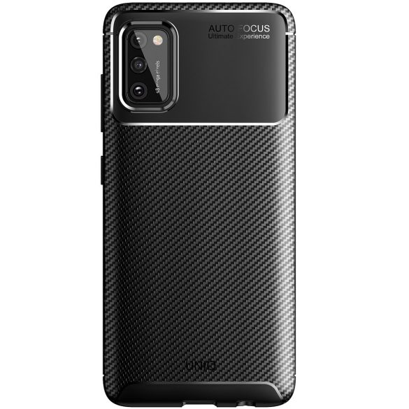 Samsung Galaxy S21 Plus 5G SM-G996, Szilikon tok, közepesen ütésálló, légpárnás sarok, karbon minta, Uniq Hexa, fekete