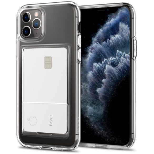 Apple iPhone 11 Pro, Szilikon tok, kártyatartóval, Spigen Crystal Slot, átlátszó