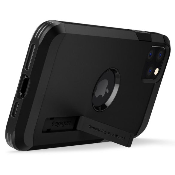 Samsung Galaxy Xcover 5 SM-G525F, Szilikon tok + műanyag hátlap, kitámasztóval, Spigen Tough Armor, fekete