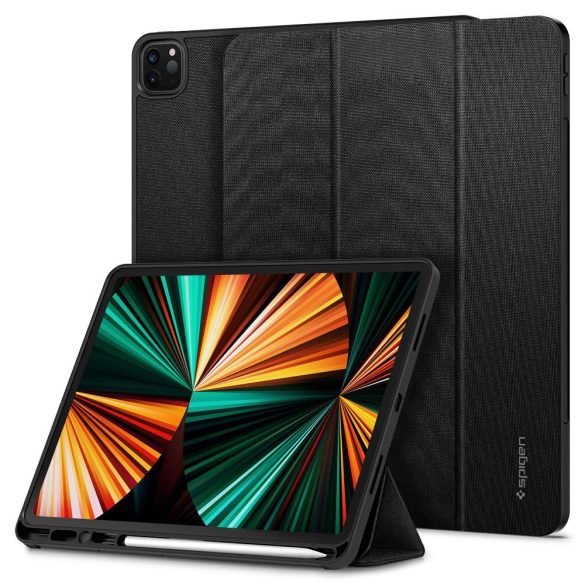 Apple iPad Pro 12.9 (2021) / iPad Pro 12.9 (2022), mappa tok, Smart Case, Spigen Urban Fit, fekete