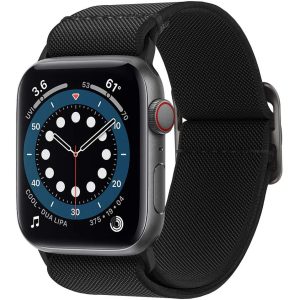Apple Watch 1-6, SE (38 / 40 mm), szövet pótszíj, Spigen Lite Fit, fekete