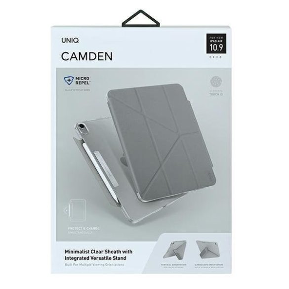 Apple iPad Pro 11 (2020 / 2021 / 2022), mappa tok, Apple Pencil tartóval, mágneses záródás, Origami Smart Case, Uniq Camden, szürke