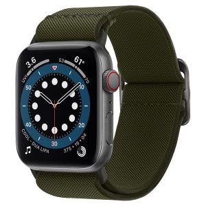Apple Watch 1-6, SE (42 / 44 mm), szövet pótszíj, Spigen Lite Fit, zöld