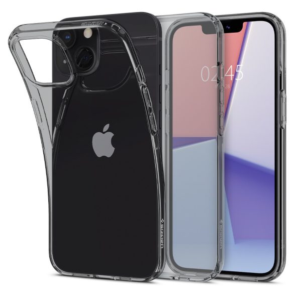 Apple iPhone 13 Mini, Szilikon tok, Spigen Crystal Flex, átlátszó/fekete