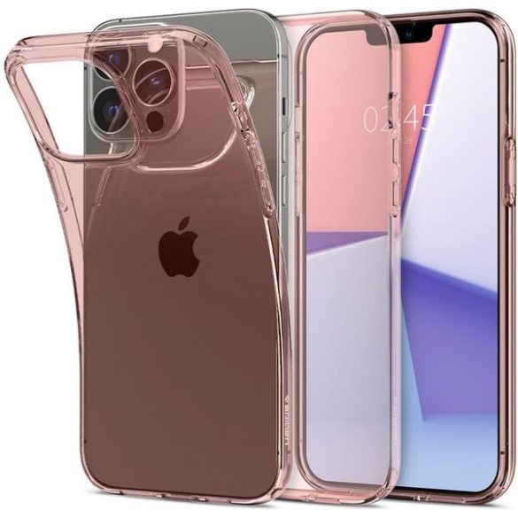 Apple iPhone 13 Pro, Szilikon tok, Spigen Crystal Flex, átlátszó/vörösarany