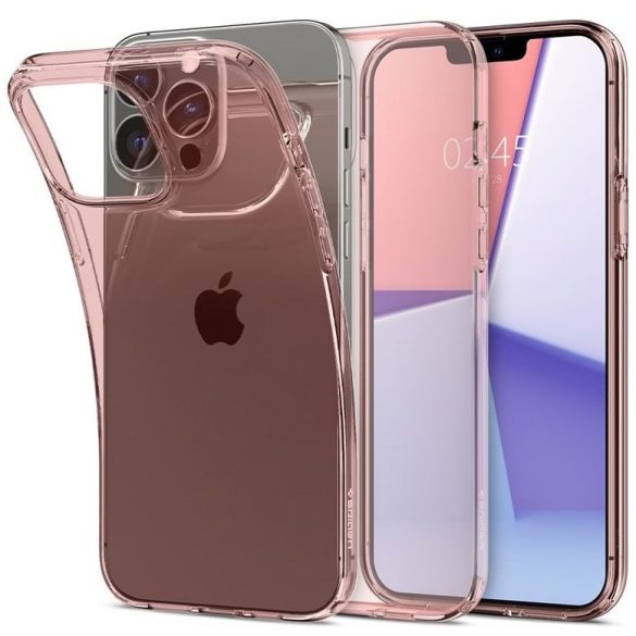 Apple iPhone 13 Pro Max, Szilikon tok, Spigen Crystal Flex, átlátszó/vörösarany