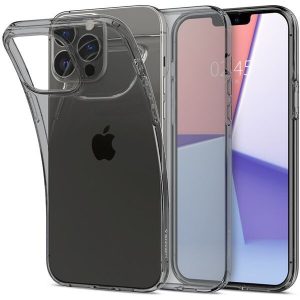 Apple iPhone 13 Pro Max, Szilikon tok, Spigen Crystal Flex, átlátszó/fekete