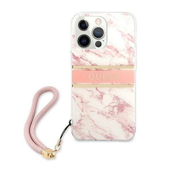 Guess TPU Marble Stripe Apple iPhone 13 Pro Max hátlap tok, rózsaszín