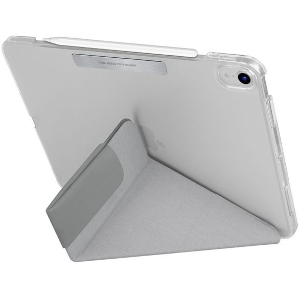 Apple iPad Mini (2021 / 2024) (8.3), mappa tok, Apple Pencil tartóval, mágneses záródás, Origami Smart Case, Uniq Camden, szürke