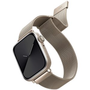 Apple Watch 1-6, SE (42 / 44 mm) / Watch 7-8 (45 mm), fém pótszíj, milánói stílus, mágnes zárral, Uniq Dante, csillagfény