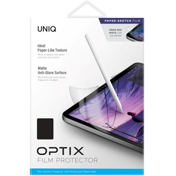 Apple iPad 10.2 (2019 / 2020 / 2021), Kijelzővédő fólia, Matt, Uniq Optix Paper Sketch, Clear Prémium