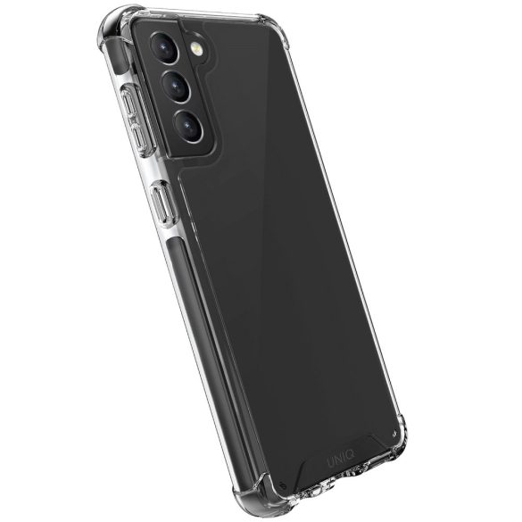 Samsung Galaxy S22 Plus 5G SM-S906, Szilikon keret + műanyag hátlap, közepesen ütésálló, légpárnás sarok, karbon minta, Uniq Combat Aramid, fekete