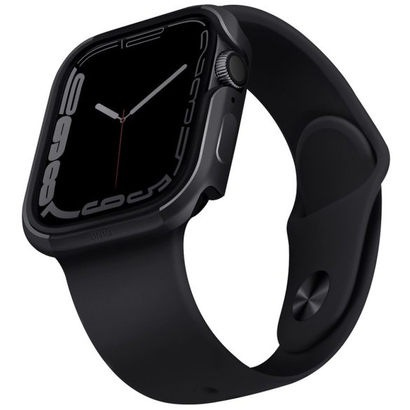 Apple Watch 1-6, SE (44 mm) / Watch 7-8 (45 mm), Fém védőkeret, alumínium, szíj nélkül, Uniq Valencia, fekete