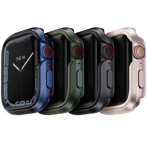 Apple Watch 1-6, SE (44 mm) / Watch 7-8 (45 mm), Fém védőkeret, alumínium, szíj nélkül, Uniq Valencia, kék