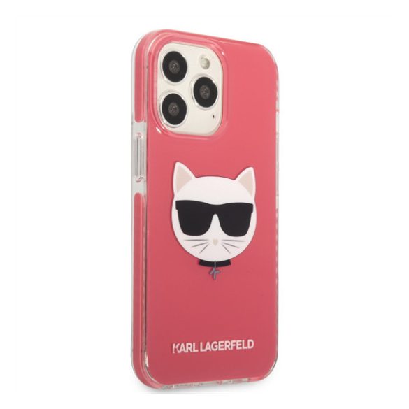 Karl Lagerfeld Choupette Head TPE szilikon hátlap tok Apple iPhone 13 Pro, rózsaszín