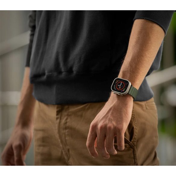 Apple Watch 1-6, SE (42 / 44 mm) / Watch 7-8 (45 mm) / Watch Ultra (49 mm), szilikon pótszíj, mágneses zár, kétszínű, két oldalas, megfordítható, Uniq Revix, kék/fehér