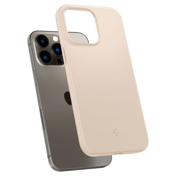 Apple iPhone 14 Pro Max, Műanyag hátlap védőtok, Spigen Thin Fit, homok-beige