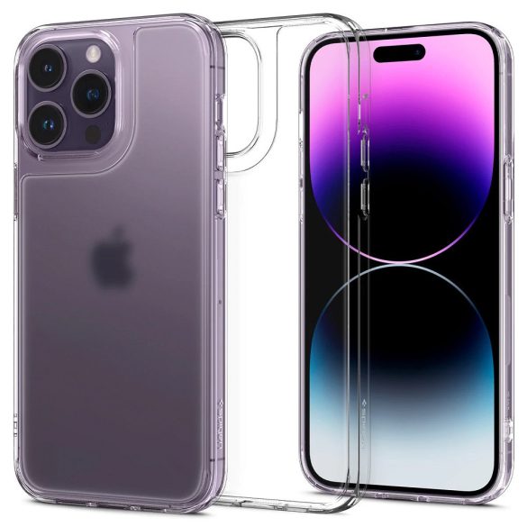 Apple iPhone 14 Pro Max, Műanyag védőkeret, edzett üveg hátlap, Spigen Quartz Hybrid Matte, áttetsző