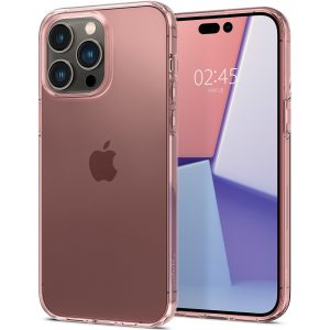 Apple iPhone 14 Pro Max, Szilikon tok, Spigen Crystal Flex, átlátszó/vörösarany