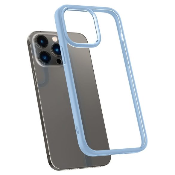 Apple iPhone 14 Pro, Műanyag hátlap védőtok + szilikon keret, Spigen Ultra Hybrid, átlátszó/kék
