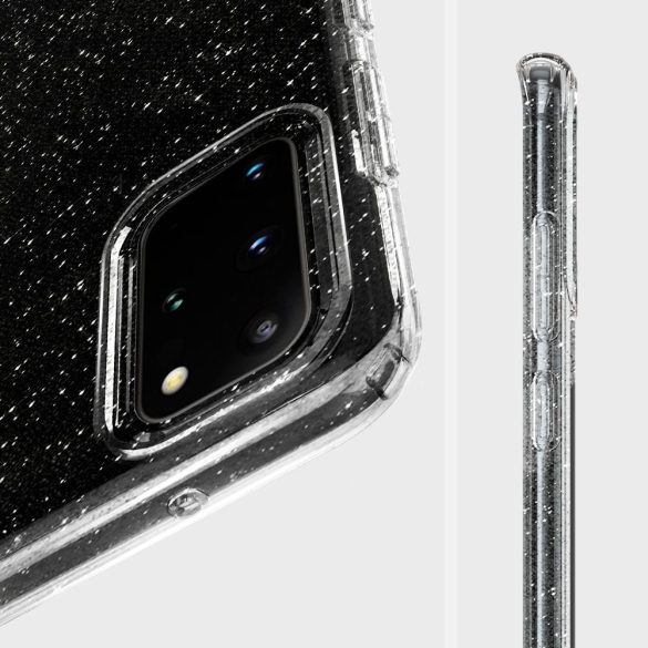 Apple iPhone 14 Pro, Szilikon tok, Spigen Liquid Crystal Glitter, átlátszó/vörösarany