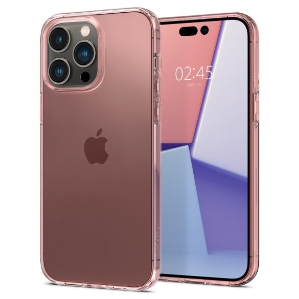 Apple iPhone 14 Pro, Szilikon tok, Spigen Crystal Flex, átlátszó/vörösarany