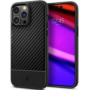 Apple iPhone 14 Pro, Szilikon tok, Spigen Core Armor, karbon minta, fekete