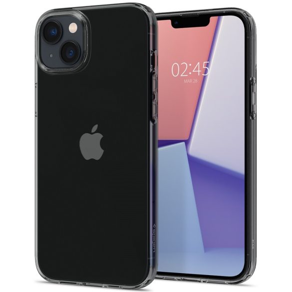 Apple iPhone 14, Szilikon tok, Spigen Crystal Flex, átlátszó/fekete