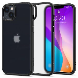 Apple iPhone 14 Plus, Műanyag hátlap védőtok + szilikon keret, Spigen Ultra Hybrid Matte, áttetsző/fekete