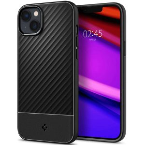 Apple iPhone 14 Plus, Szilikon tok, Spigen Core Armor, karbon minta, fekete