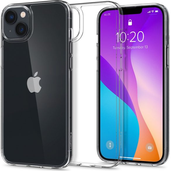 Apple iPhone 14 Plus, Műanyag hátlap védőtok + szilikon keret,  közepesen ütésálló, légpárnás sarok, Spigen Airskin Hybrid, átlátszó