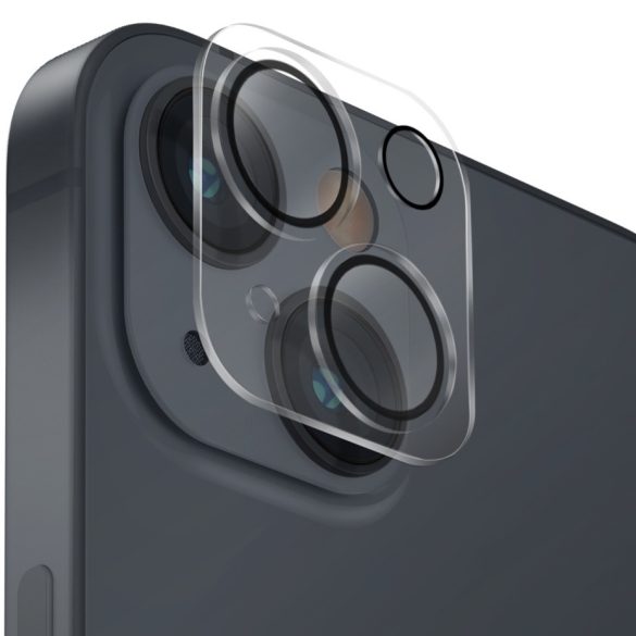 Apple iPhone 14 / 14 Plus, Kamera lencsevédő fólia, ütésálló fólia, Tempered Glass (edzett üveg), Uniq Optix, Clear