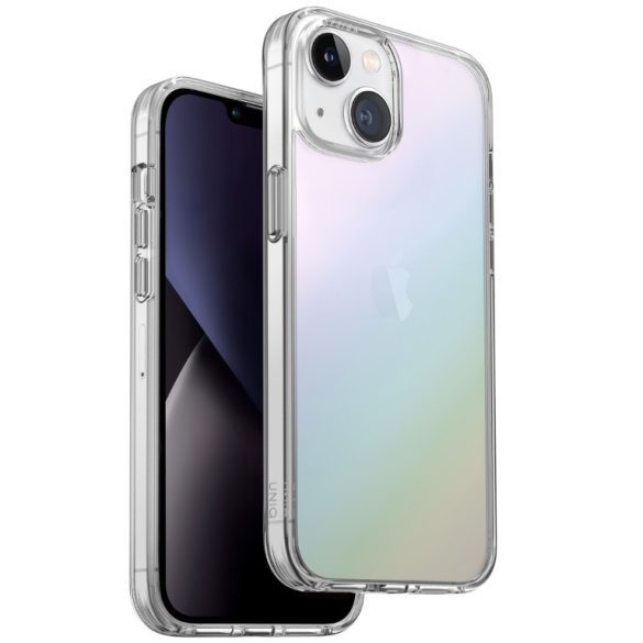 Apple iPhone 14, Szilikon keret + műanyag hátlap, közepesen ütésálló, légpárnás sarok, szivárványos hátlap, Uniq Lifepro Xtreme, átlátszó/színes