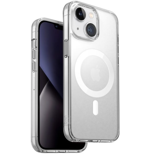Apple iPhone 14, Szilikon keret + műanyag hátlap, közepesen ütésálló, légpárnás sarok, Magsafe töltővel kompatibilis, Uniq Lifepro Xtreme, átlátszó
