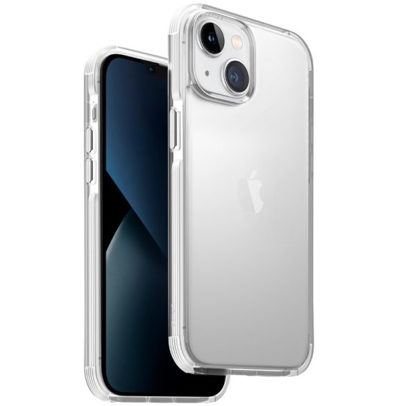 Apple iPhone 14, Szilikon keret + műanyag hátlap, közepesen ütésálló, légpárnás sarok, Uniq Combat, átlátszó