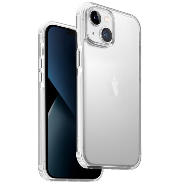 Apple iPhone 14 Plus, Szilikon keret + műanyag hátlap, közepesen ütésálló, légpárnás sarok, Uniq Combat, átlátszó