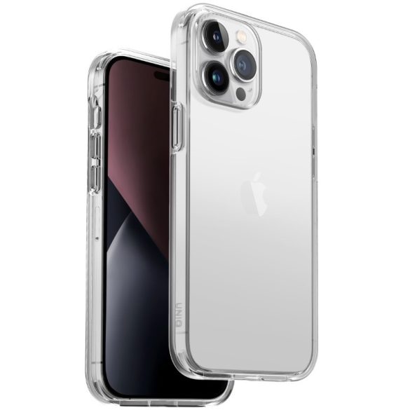 Apple iPhone 14 Pro Max, Műanyag hátlap védőtok, szilikon belső, közepesen ütésálló, Uniq Clarion, átlátszó