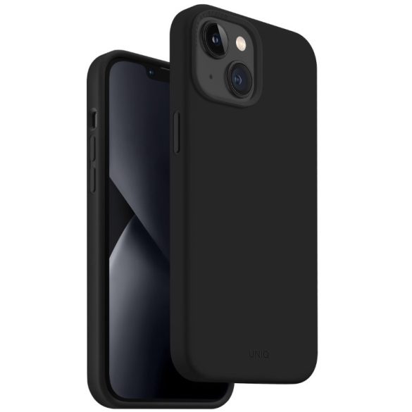 Apple iPhone 14 Plus, Szilikon tok, közepesen ütésálló, cserélhető hátsó kamera keret, Uniq Lino, fekete