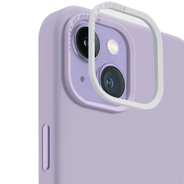 Apple iPhone 14 Plus, Szilikon tok, közepesen ütésálló, cserélhető hátsó kamera keret, Uniq Lino, lila
