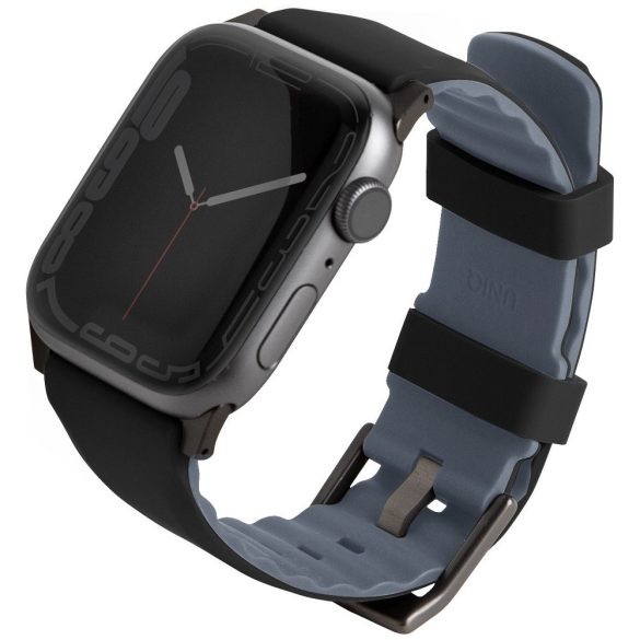 Apple Watch 1-6, SE (38 / 40 mm) / Watch 7-8 (41 mm), szilikon pótszíj, Uniq Linus, fekete
